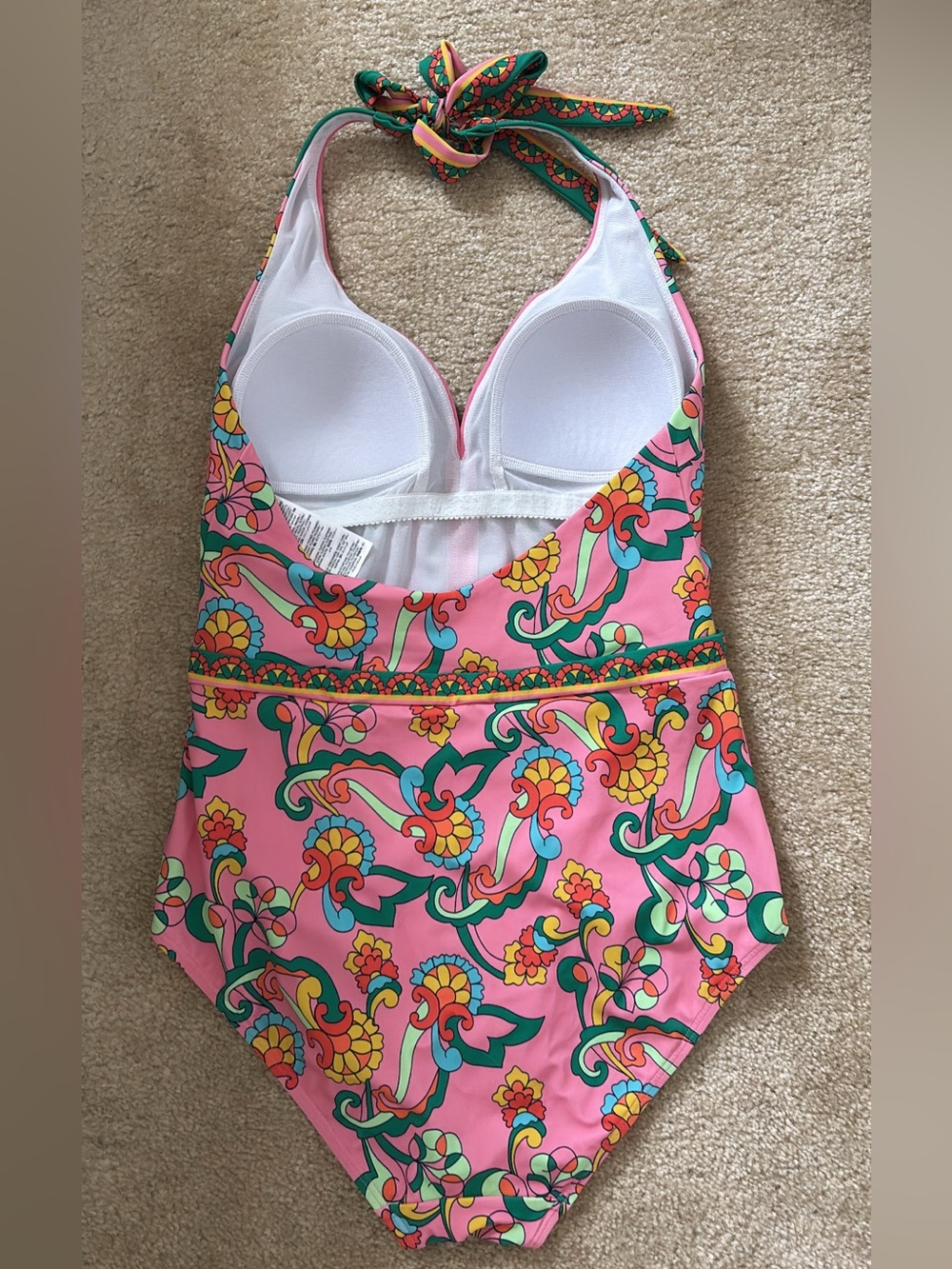 Boden Los V Panel One Piece Swimsuit  Pink Multi Floral Retro Size US 6 - Picture 3 of 5